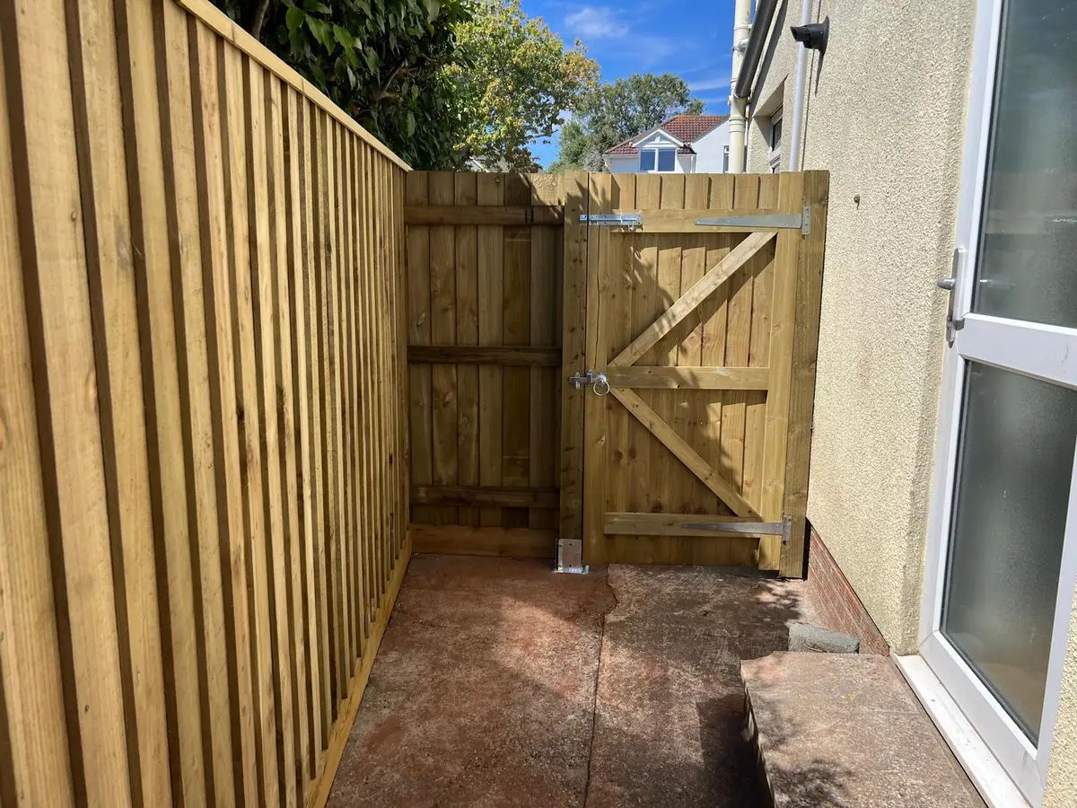 Closeboard fencing detail showing vertical feather-edge boards