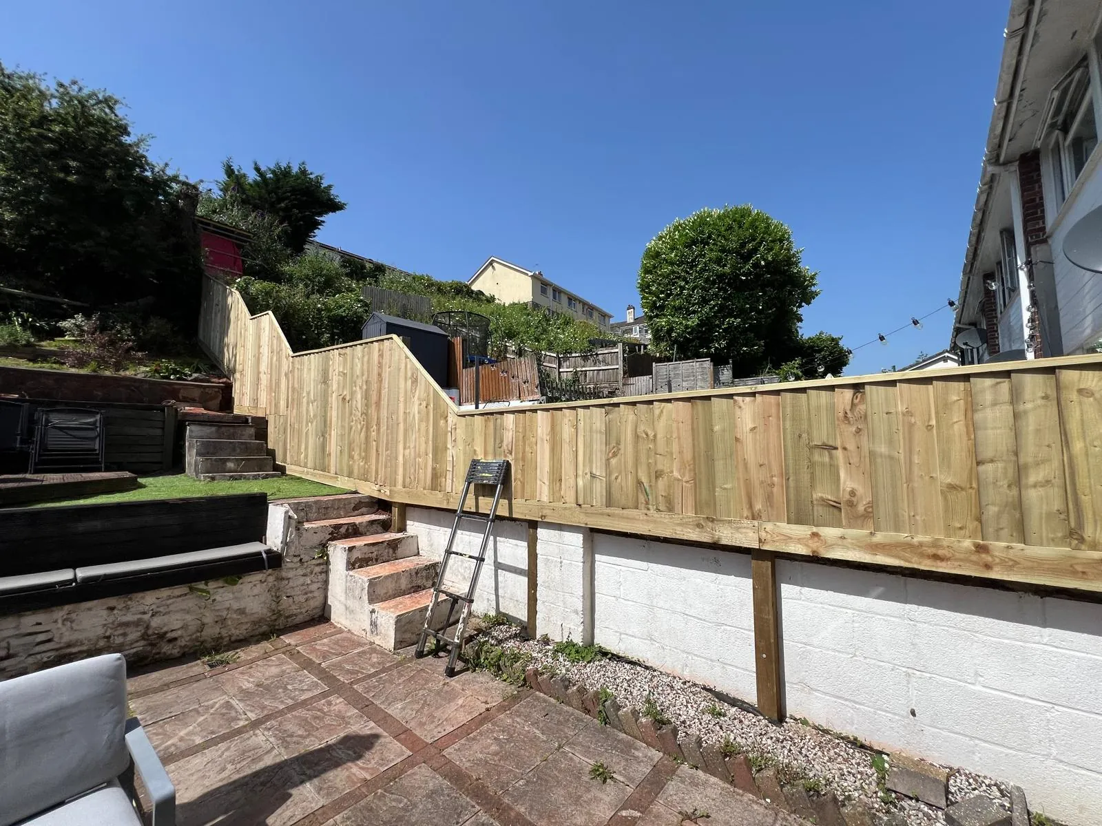 Closeboard fencing detail showing overlapping feather-edge boards