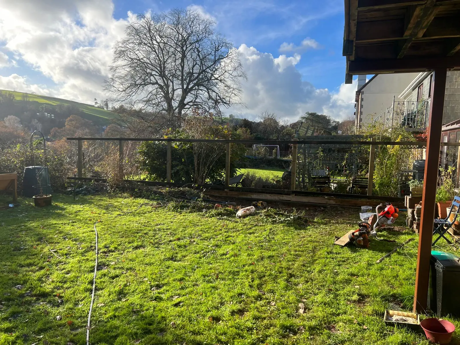 Close-up of closeboard fencing craftsmanship