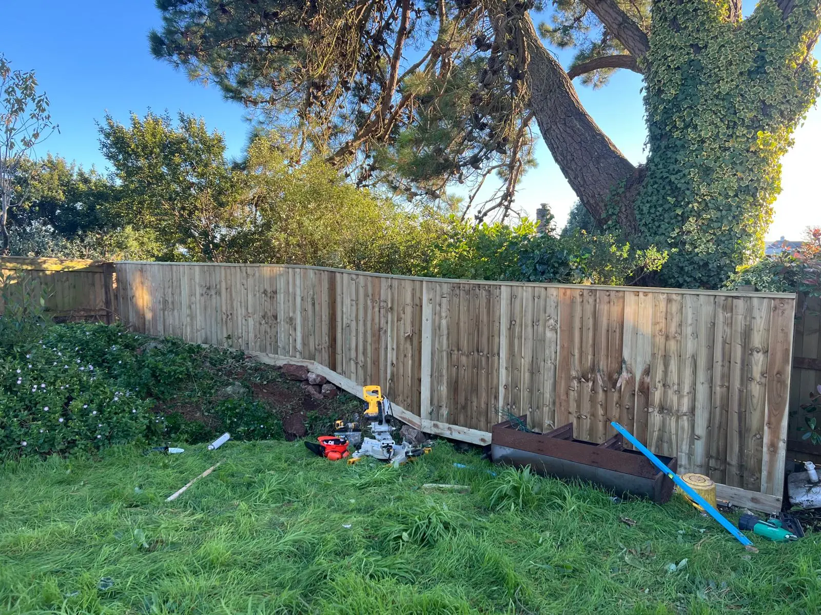 Fence installation in progress in Livermead